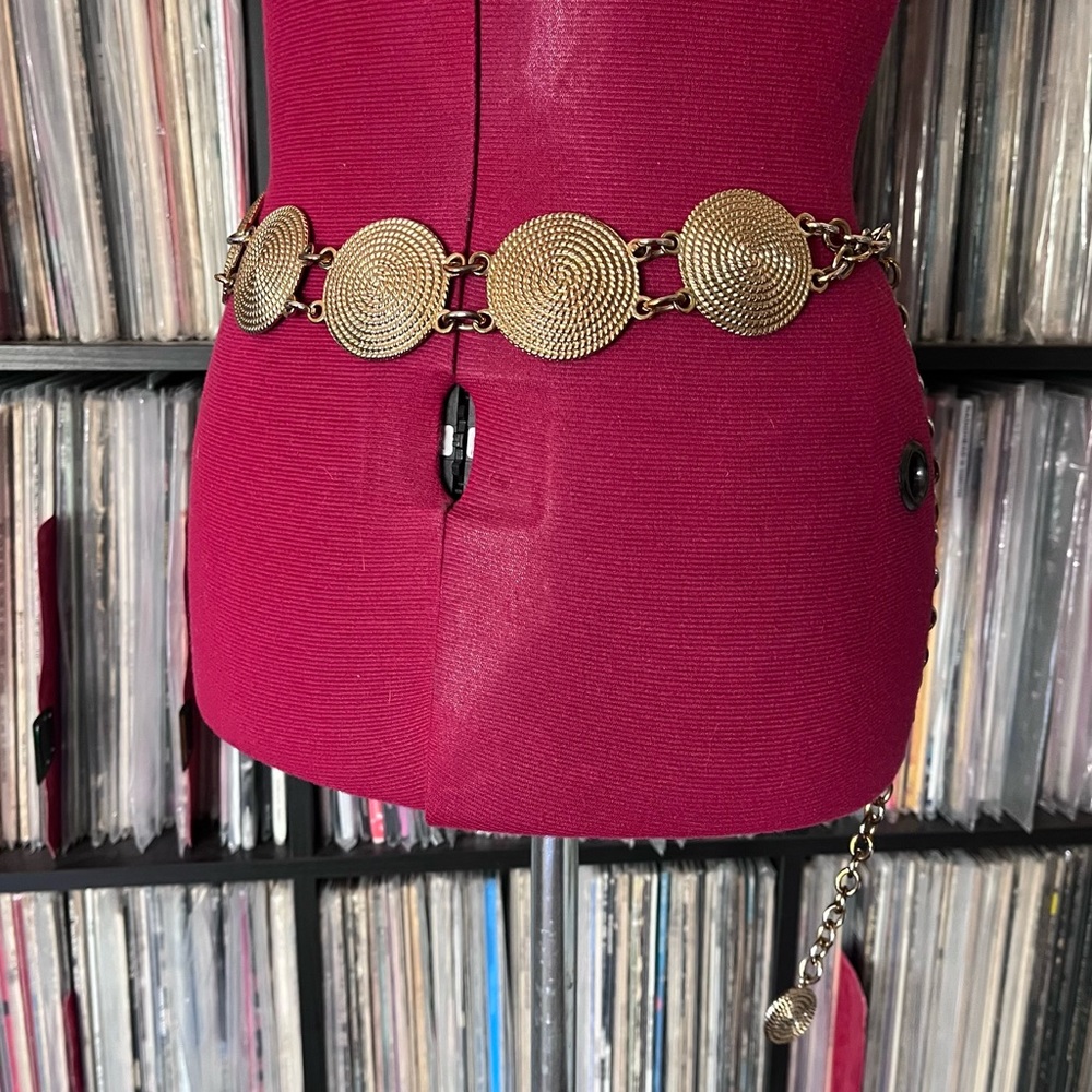 gold medallion chain belt glam chic festive 80s 90s - Picture 2 of 7